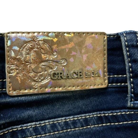 Grace In LA Skinny Women's Jeans Size 25 Embroidered Distressed Patched Denim - Picture 11 of 12